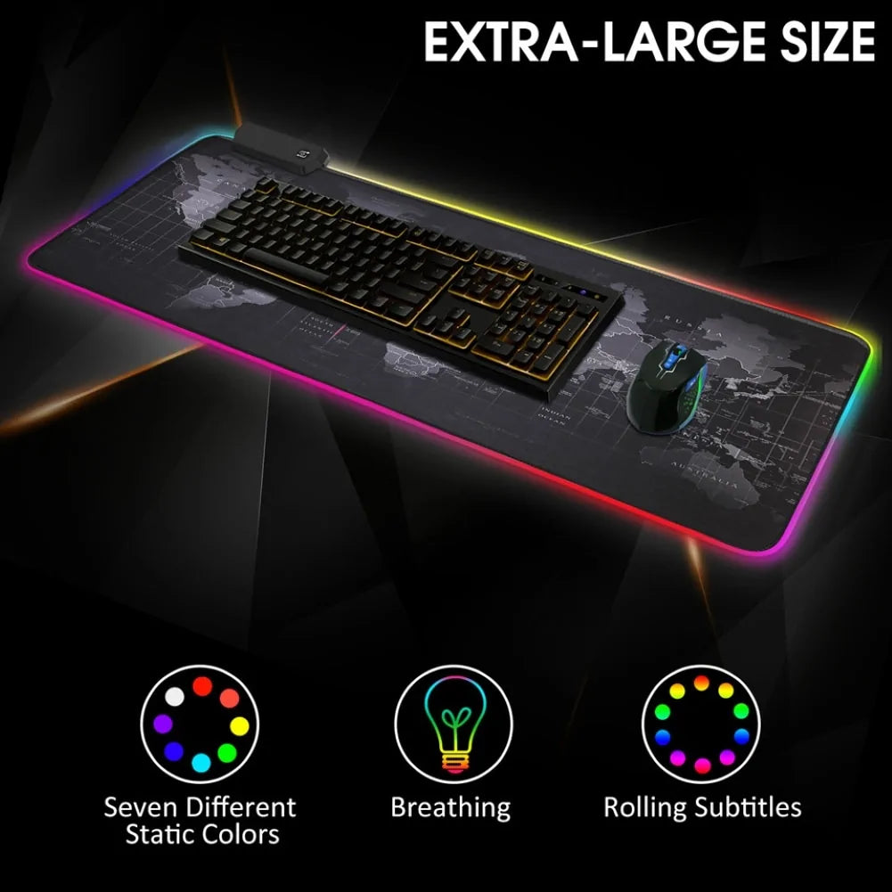 Luminous RGB LED Lights Desktop Gaming Mouse Pad